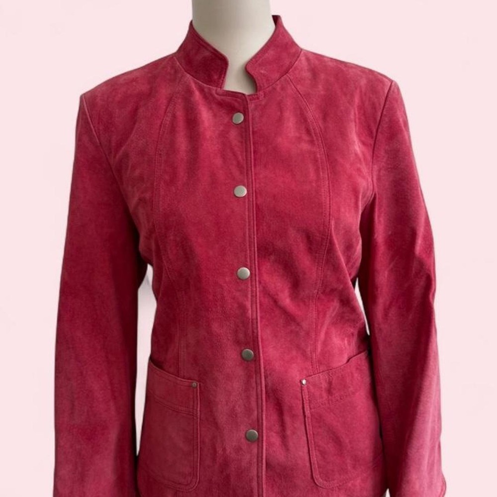 Vintage Y2K David Brooks Pink Pig Suede Jacket | Size L‎